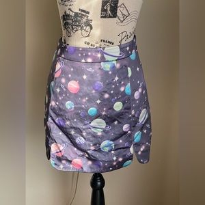 Horoscopez cosmic lullaby celestial galaxy planet mini skirt Dolls Kill